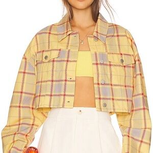 Plaid Cropped Jacket in Yellow